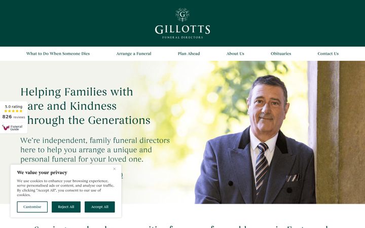 Screenshot of gillotts.co.uk