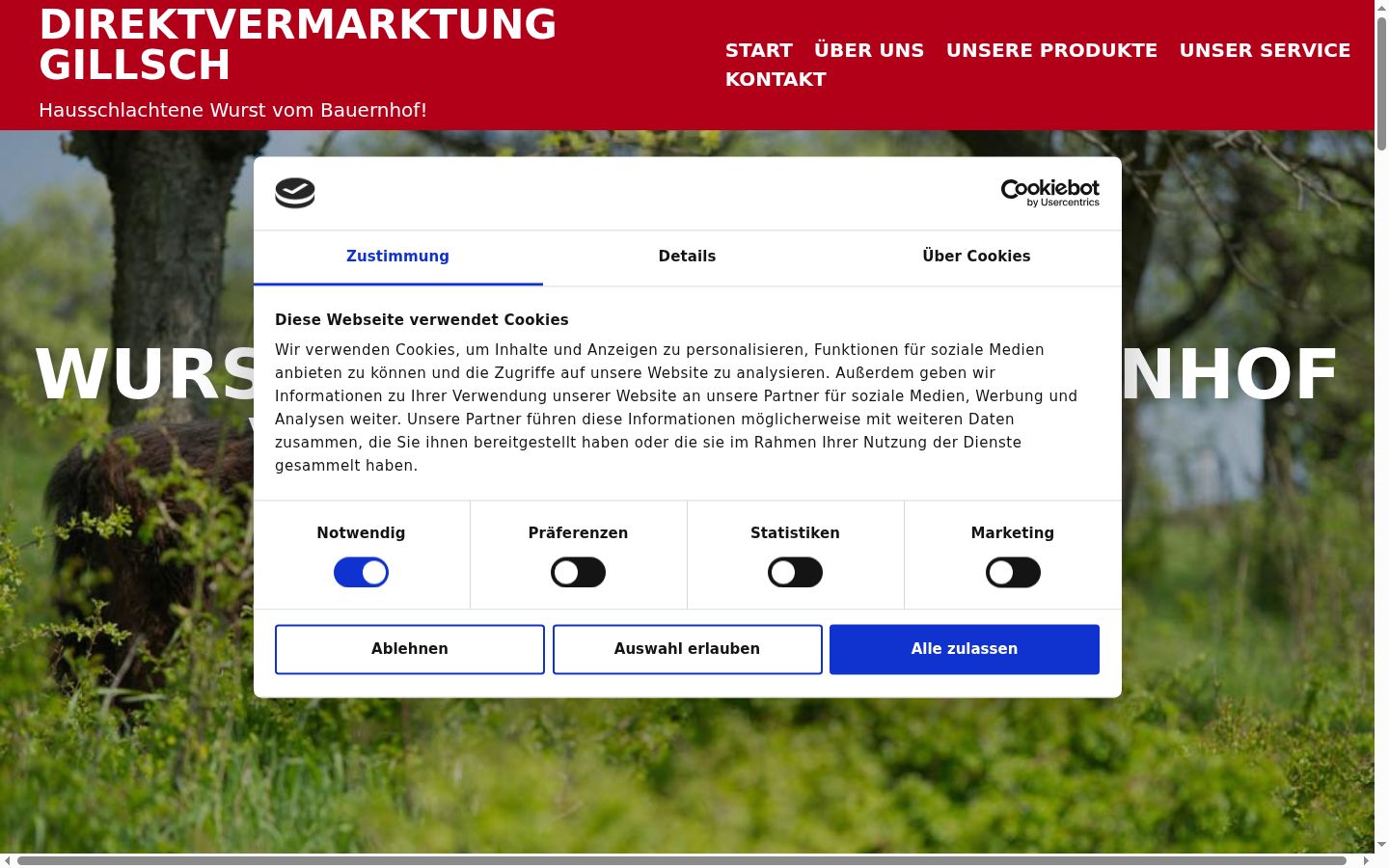 Snimka zaslona bannera za privolu prikazanog prije bilo kakve interakcije