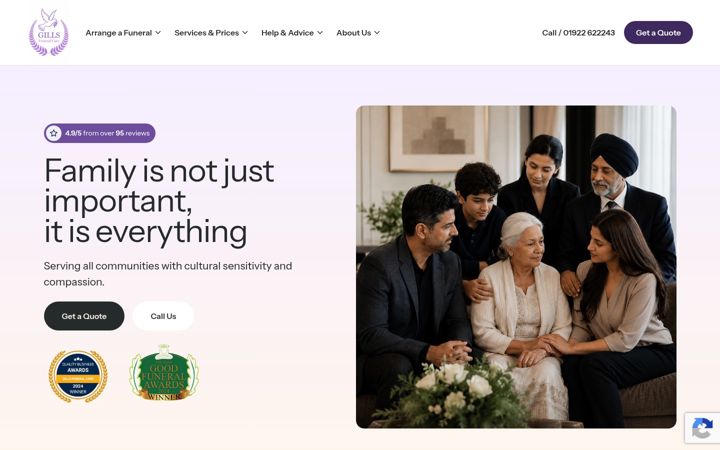 Screenshot of gillsfuneralcare.co.uk