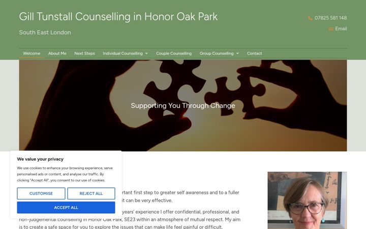 Screenshot of gilltunstallcounselling.co.uk