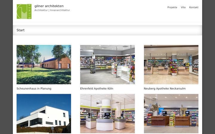 Kuvakaappaus sivustosta gilner-architekten.de