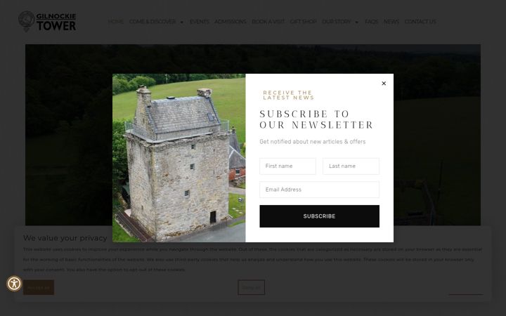 Screenshot of gilnockietower.co.uk