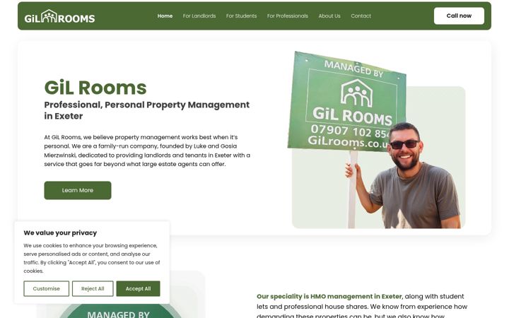 Screenshot of gilrooms.co.uk