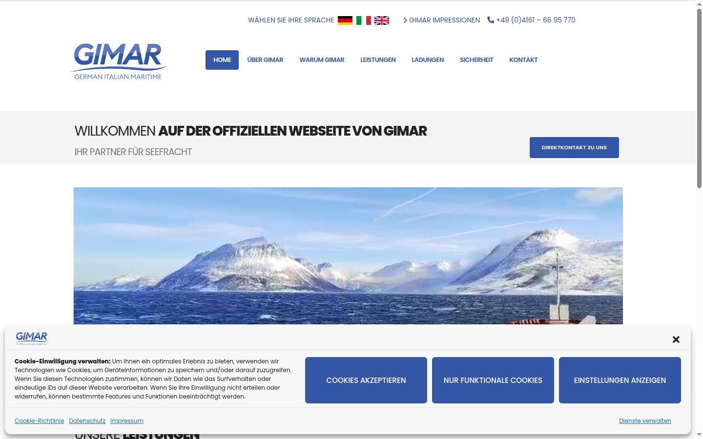 Screenshot des Einwilligungsbanners vor jeglicher Interaktion
