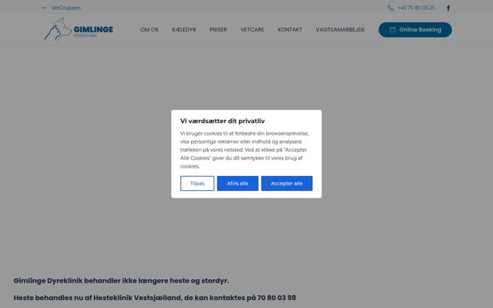 Screenshot of gimlinge-dyreklinik.dk