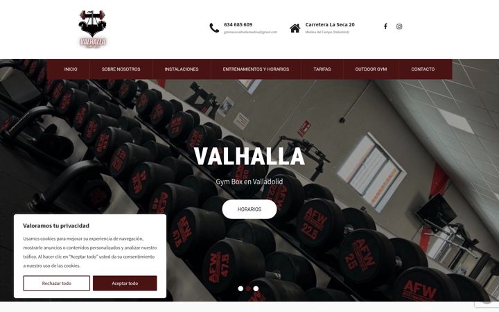 Screenshot of gimnasioboxvalhalla.com