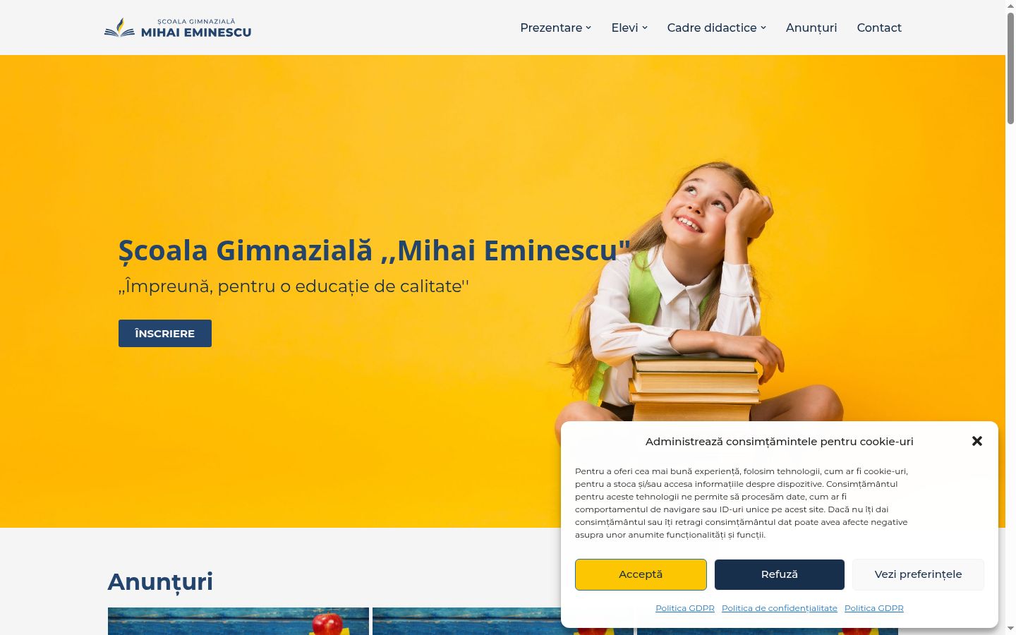 Screenshot of the consent banner shown before any interaction