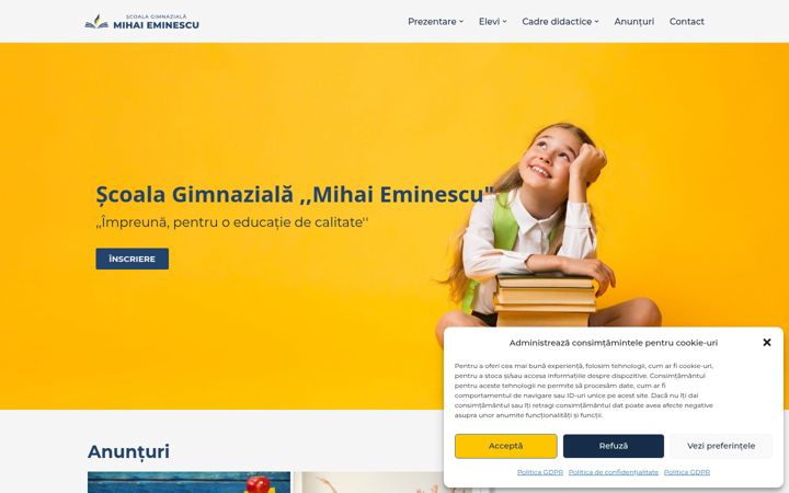 Screenshot of gimnazialamihaieminescuarad.ro