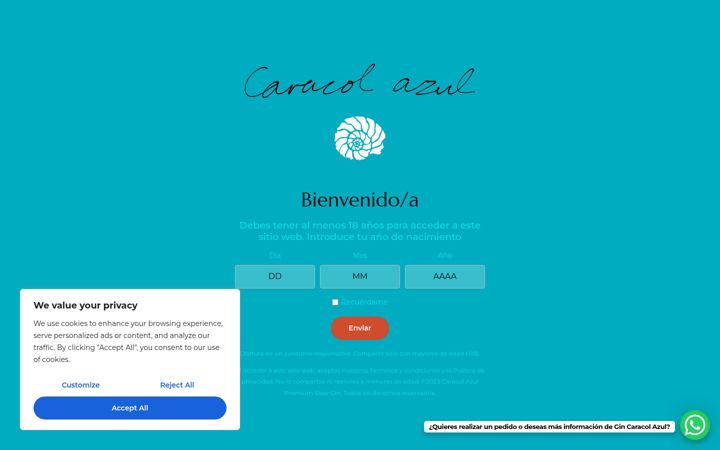 Screenshot of gincaracolazul.es