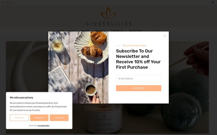 Screenshot of gingerlilies.co.uk