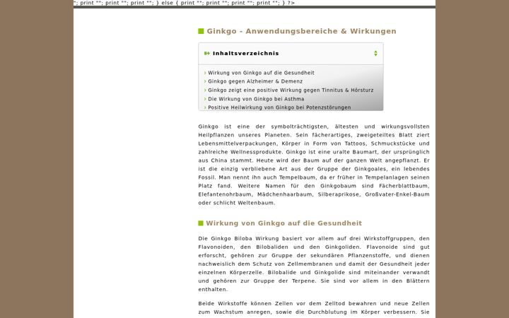 Screenshot of ginkgo-ratgeber.info