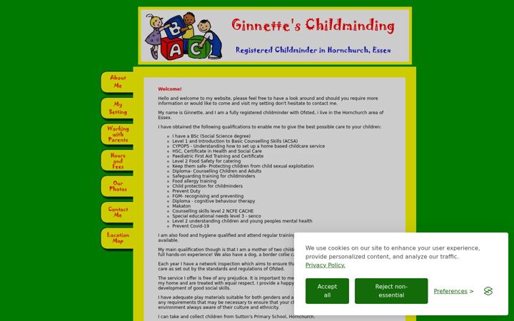 Screenshot of ginnetteschildminding.co.uk