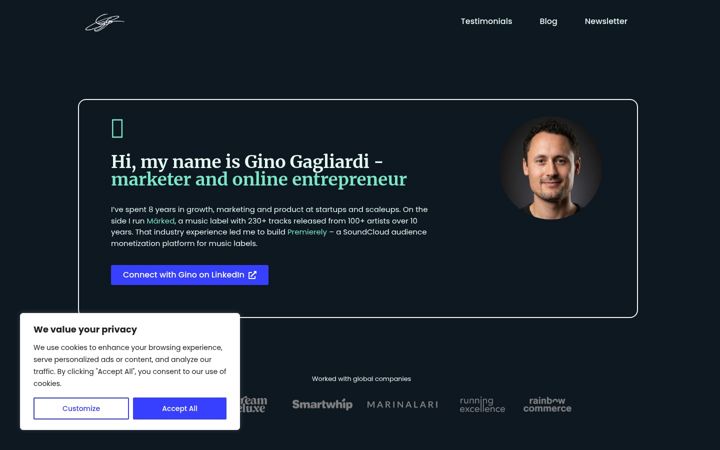 Screenshot of ginogagliardi.com