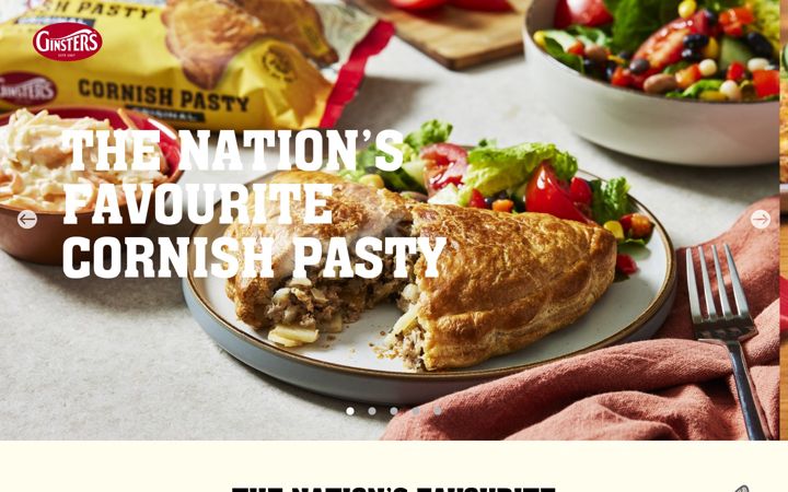 Screenshot of ginsters.co.uk