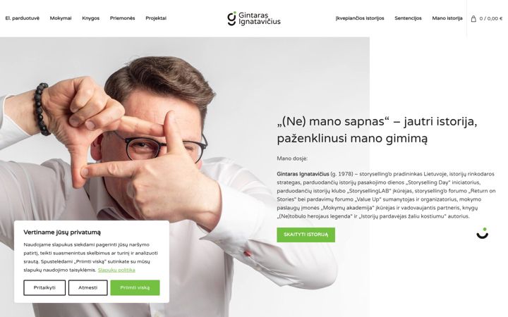 Snímek obrazovky gintarasignatavicius.lt