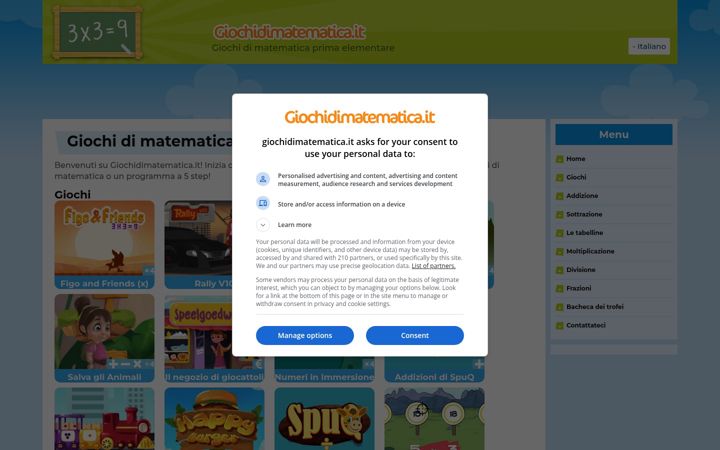 Screenshot of giochidimatematica.it