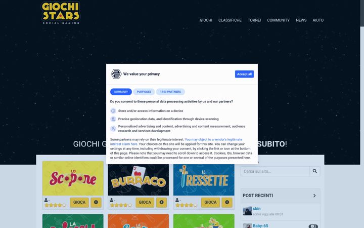 Screenshot of giochistars.it