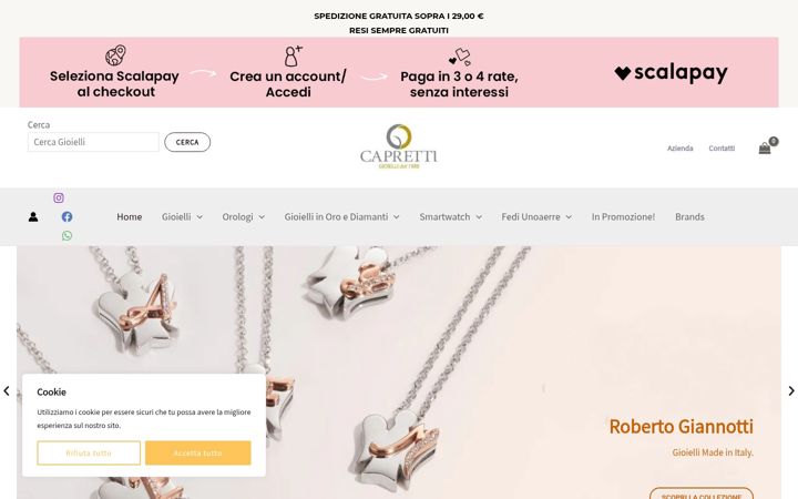 Screenshot of gioiellicapretti.it
