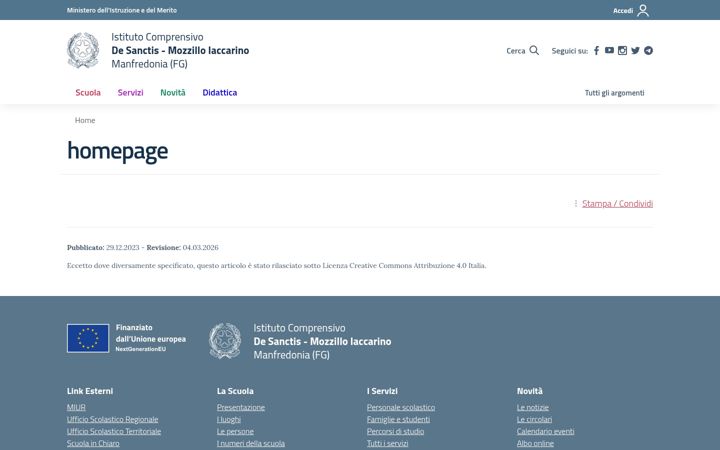 Screenshot of giordanidesanctis.edu.it