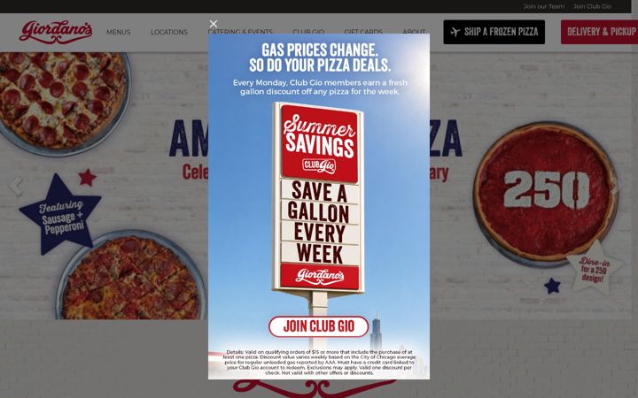 Screenshot of giordanos.com