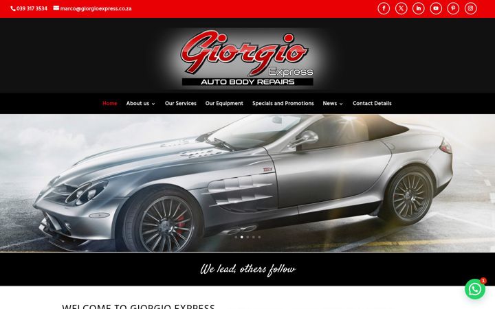 Screenshot of giorgioexpress.co.za