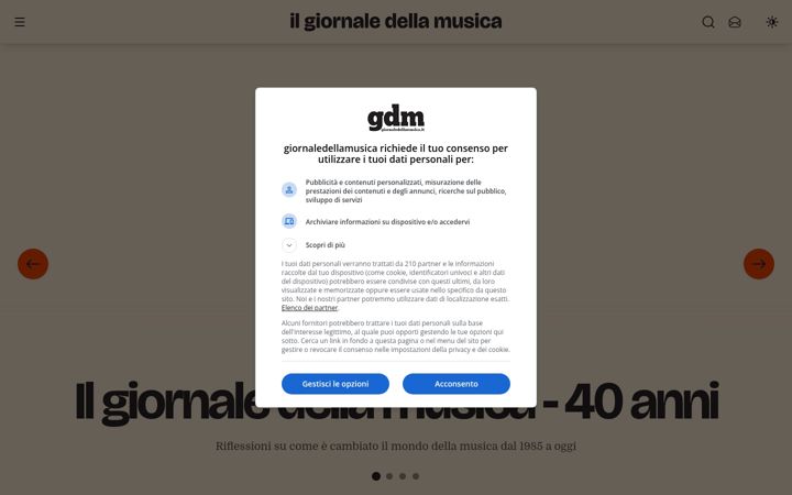 Screenshot of giornaledellamusica.it