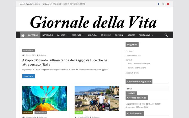 Screenshot of giornaledellavita.com