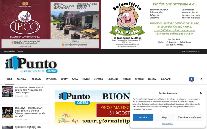 Screenshot of giornaleilpuntopavese.com