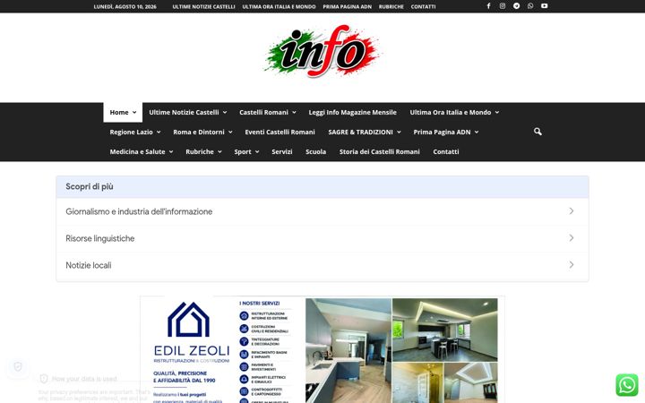 Screenshot of giornaleinfocastelliromani.it