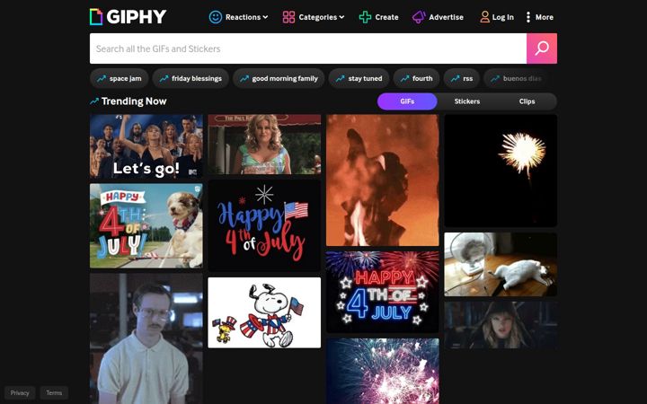 Screenshot von giphy.com