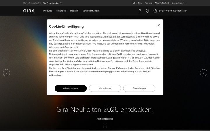 Screenshot of gira.de