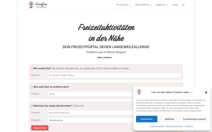 Screenshot of giraffini.de