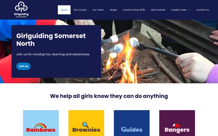 Screenshot of girlguidingsomersetnorth.org.uk