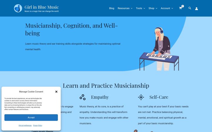 Screenshot of girlinbluemusic.com
