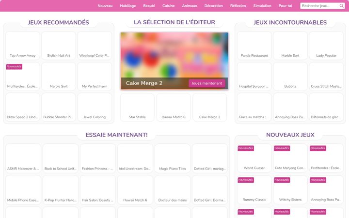 Screenshot of girlsgogames.fr