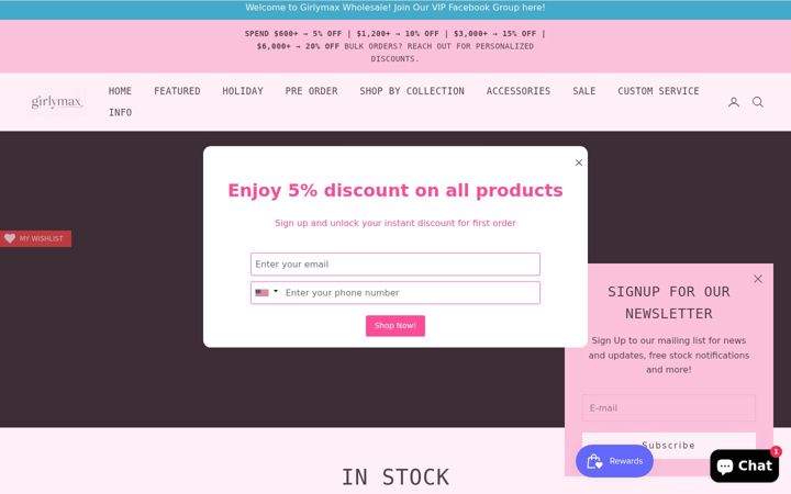 Skärmbild av girlymaxwholesale.com