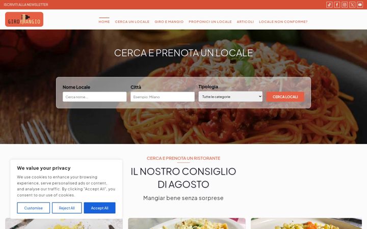 Screenshot of giroemangio.it