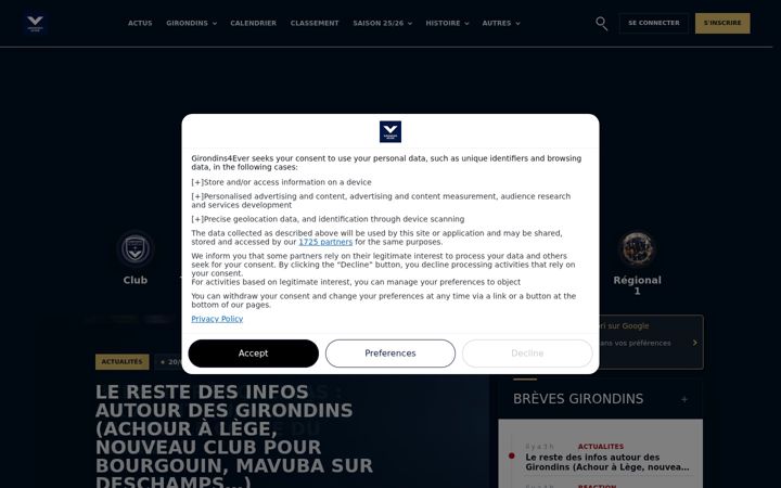 Screenshot of girondins4ever.com