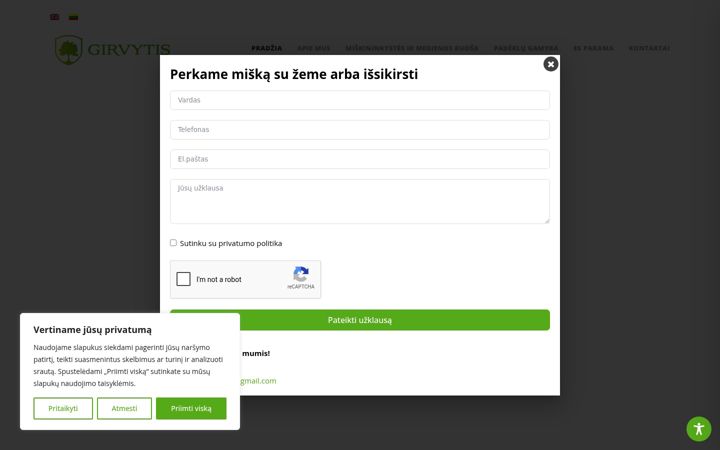Snímek obrazovky girvytis.lt