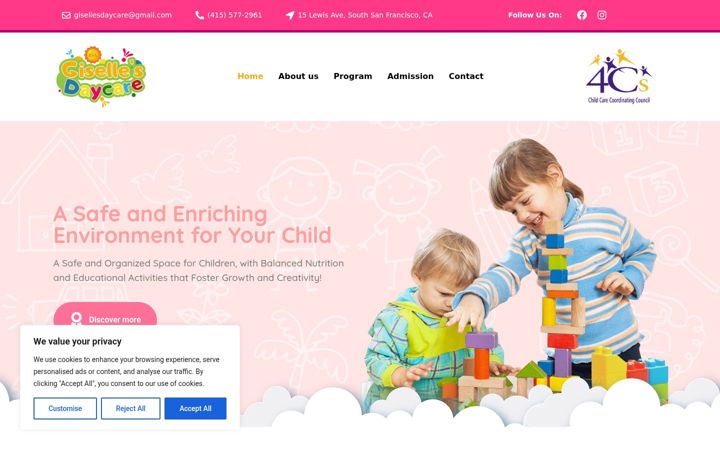 Screenshot of gisellesdaycare.com