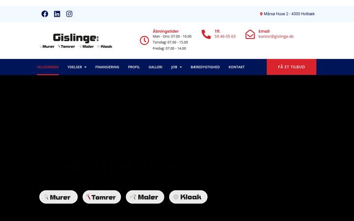 Screenshot of gislinge-mureren.dk