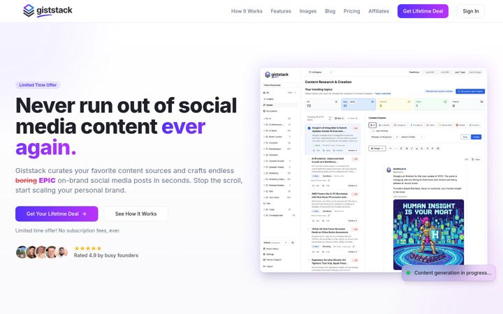 Screenshot of giststack.com