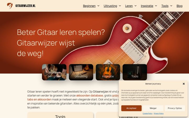 Screenshot of gitaarwijzer.nl