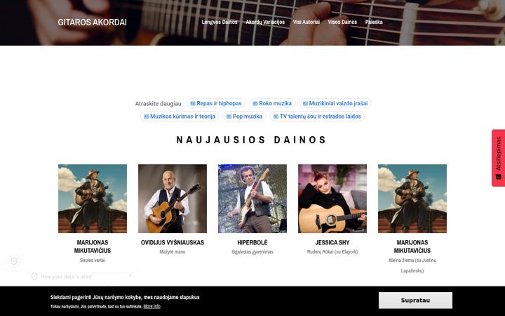 Screenshot of gitaros-akordai.lt