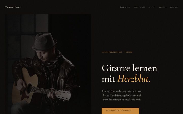 Screenshot of gitarrist-thomas-hansen.de