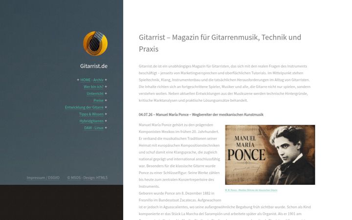 Screenshot of gitarrist.de