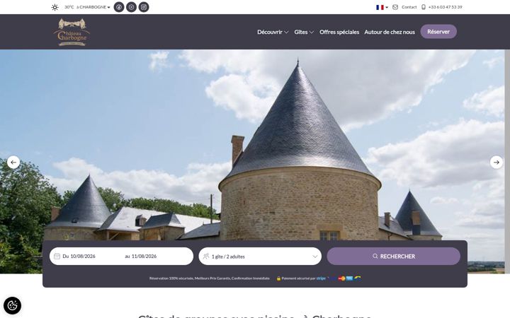 Screenshot of gite-chateau-ardennes.fr