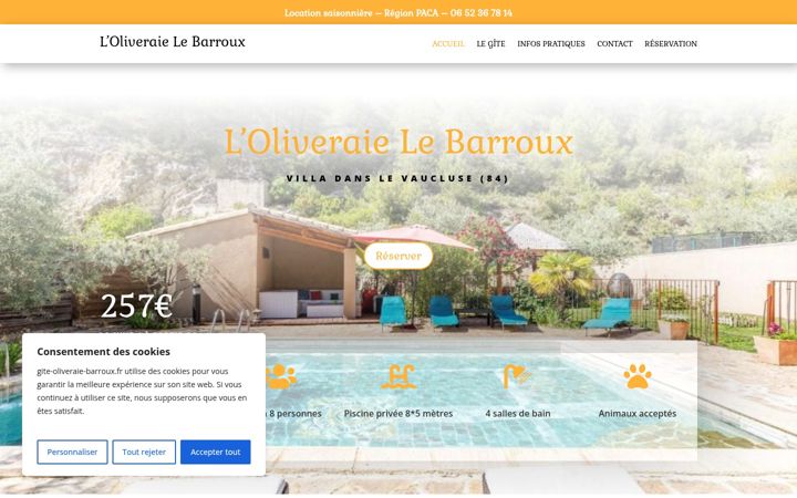 Screenshot of gite-oliveraie-barroux.fr