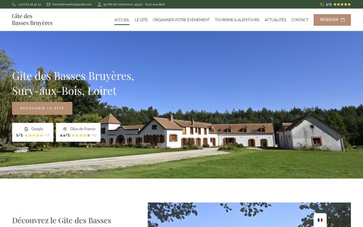 Screenshot of gitedesbassesbruyeres.com