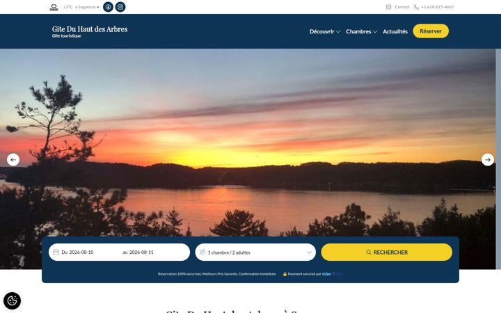 Screenshot of giteduhautdesarbres.com